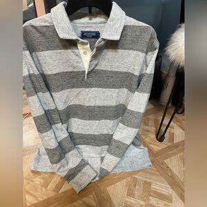 Vineyard Vines Gray Striped Long Sleeve Polo Shirt